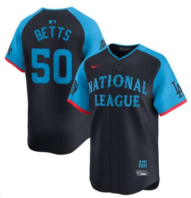 Youth National League #50 Mookie Betts Navy 2024 All-Star Limited Stitched Baseball Jersey